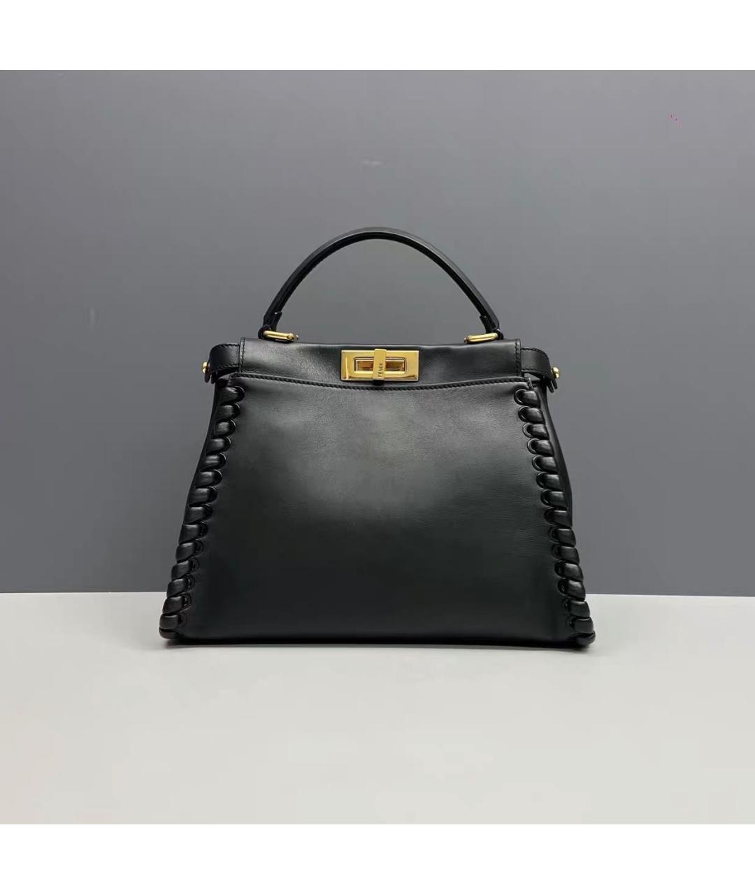 FENDI Черная кожаная сумка тоут, фото 2
