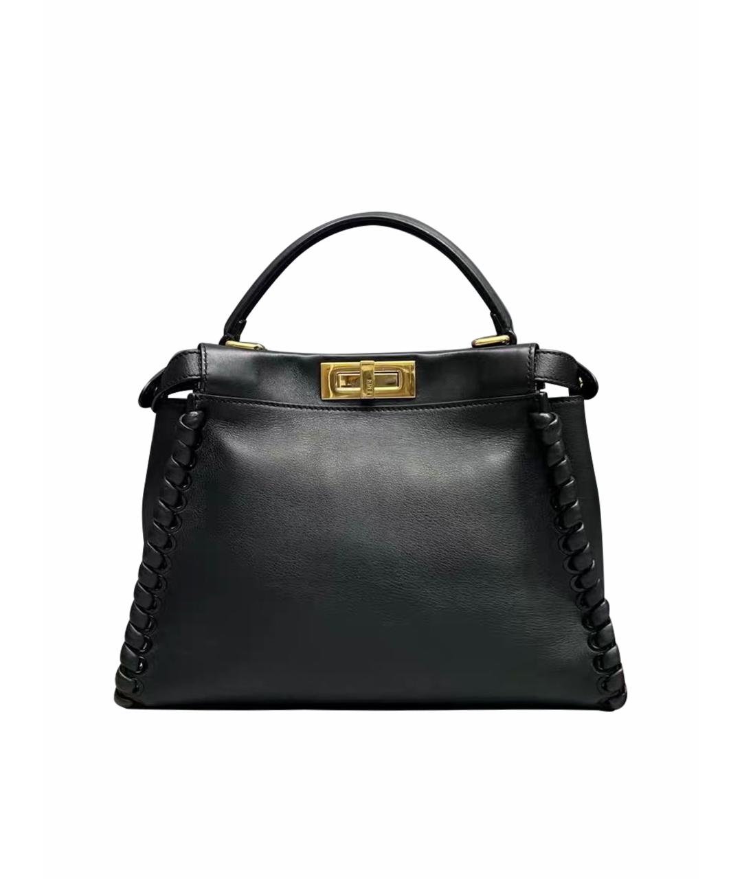 FENDI Черная кожаная сумка тоут, фото 1