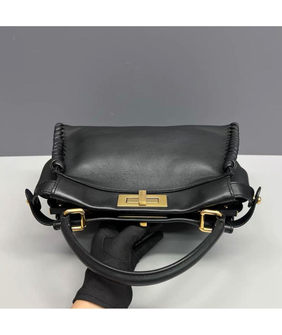 FENDI Черная кожаная сумка тоут, фото 3