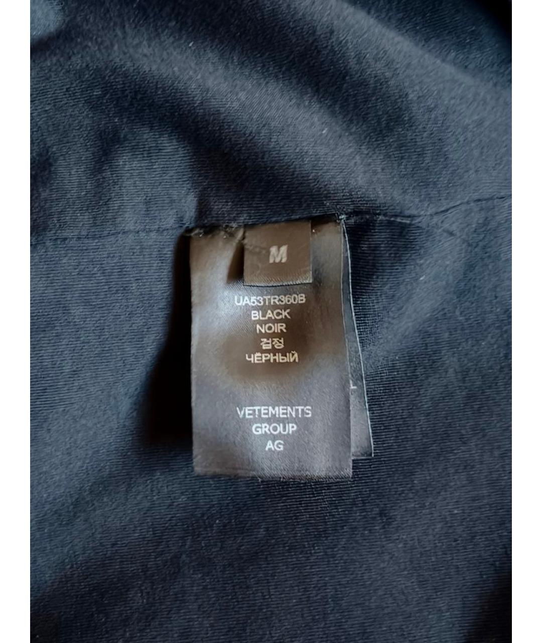 VETEMENTS Черная хлопковая футболка, фото 5
