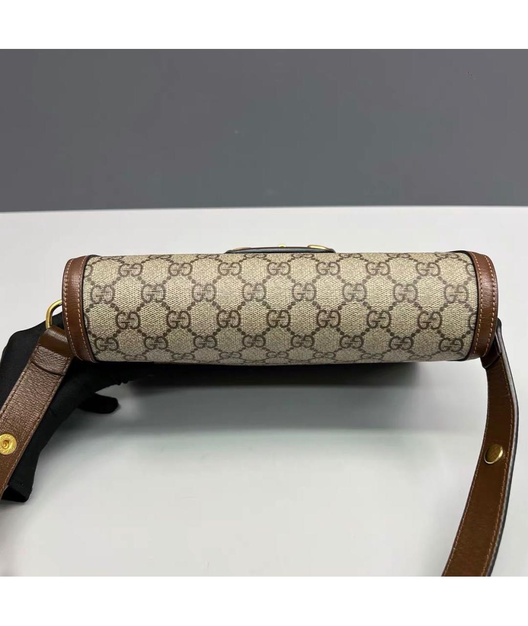 GUCCI Коричневая кожаная сумка через плечо, фото 6