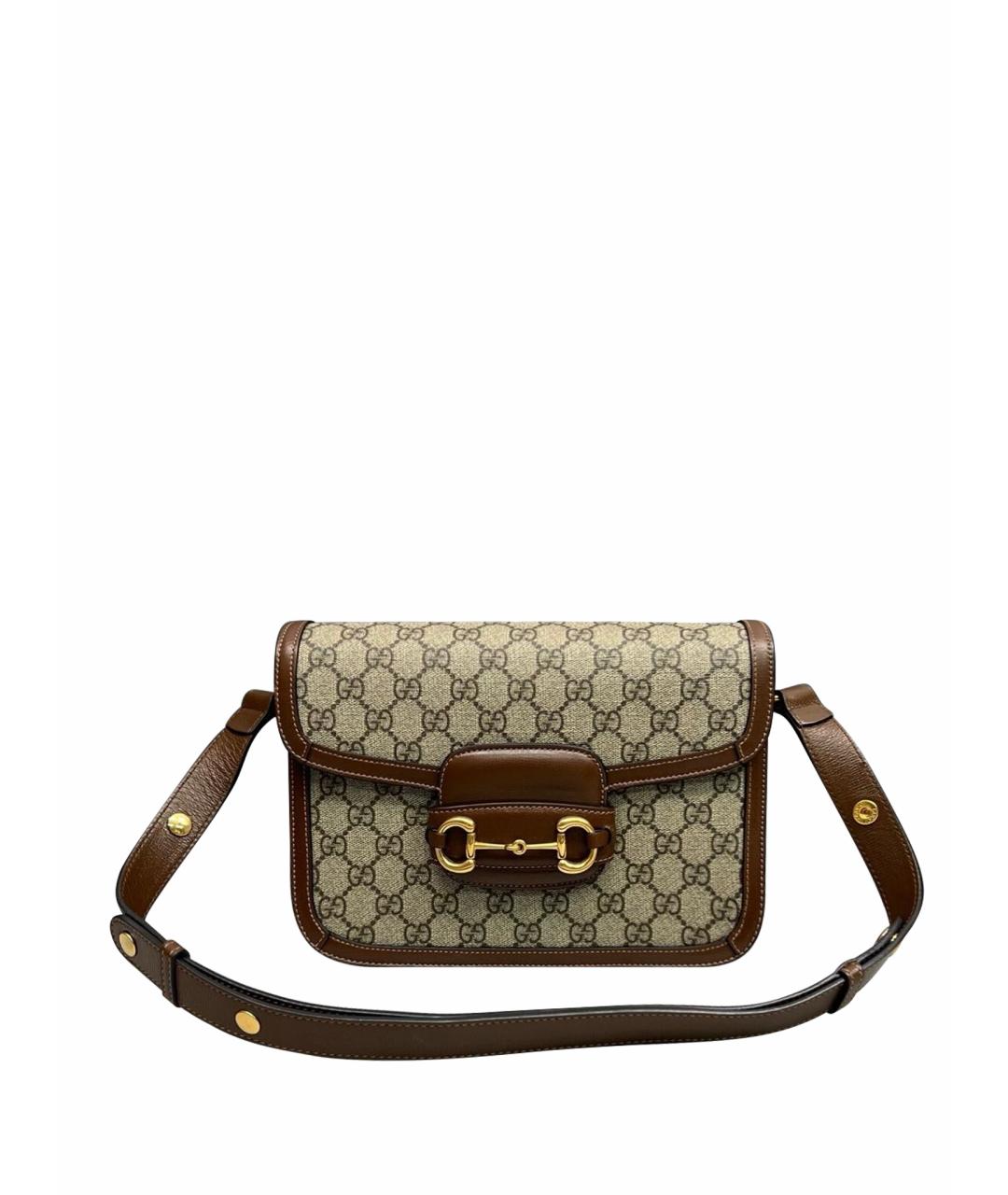 GUCCI Коричневая кожаная сумка через плечо, фото 1