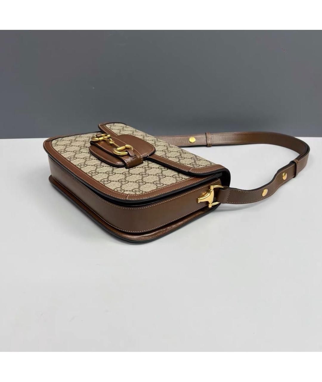 GUCCI Коричневая кожаная сумка через плечо, фото 4