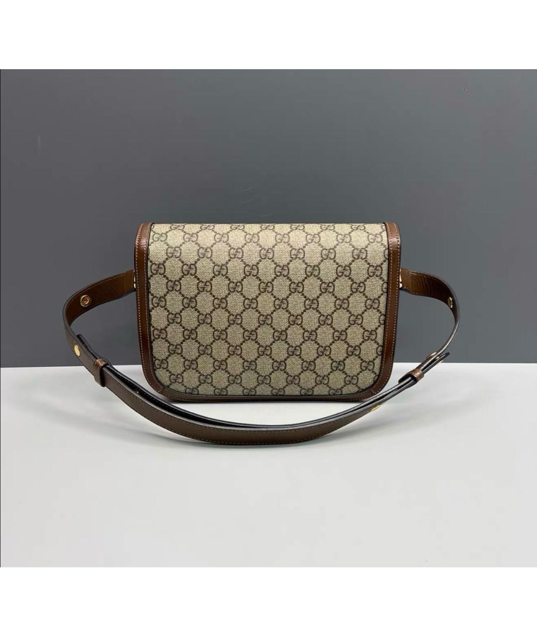 GUCCI Коричневая кожаная сумка через плечо, фото 2