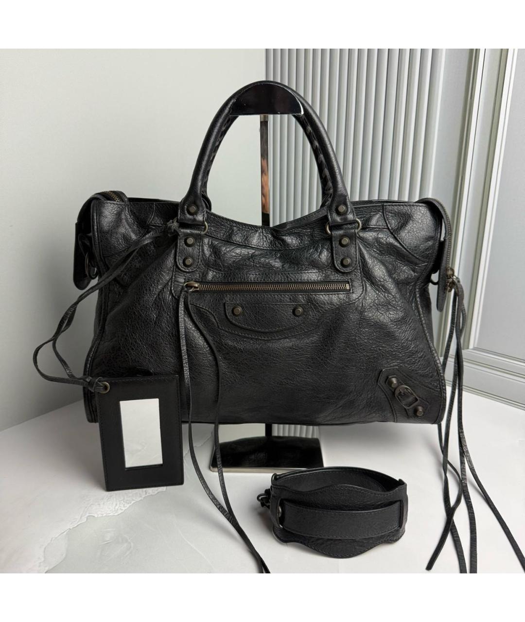 BALENCIAGA Черная кожаная сумка с короткими ручками, фото 9