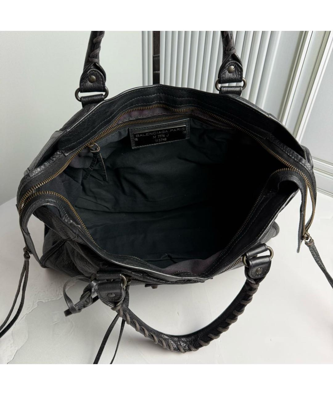 BALENCIAGA Черная кожаная сумка с короткими ручками, фото 8