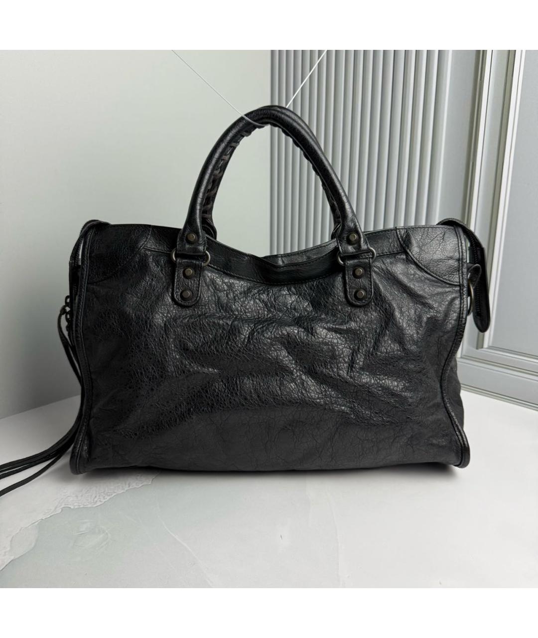 BALENCIAGA Черная кожаная сумка с короткими ручками, фото 6
