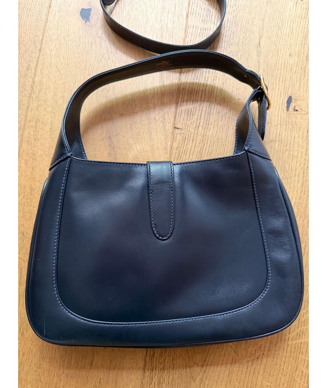 GUCCI Темно-синяя кожаная сумка с короткими ручками, фото 3