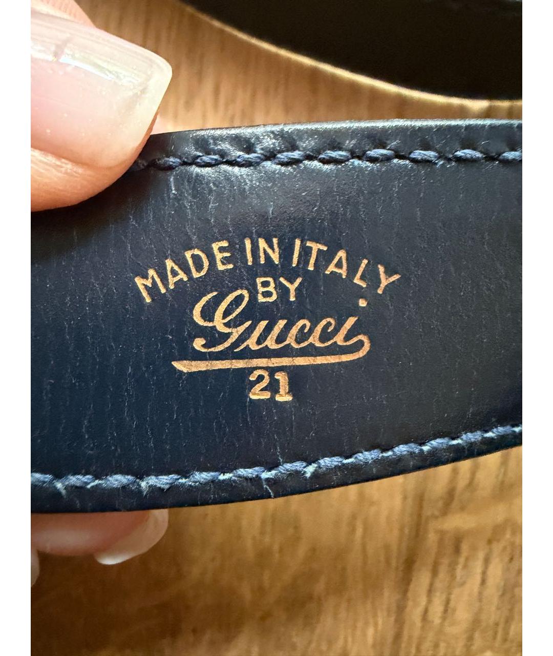 GUCCI Темно-синяя кожаная сумка с короткими ручками, фото 5