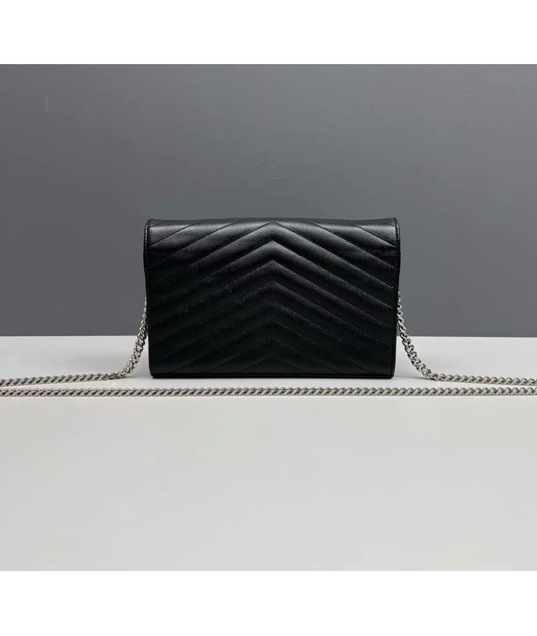 SAINT LAURENT Черная кожаная сумка через плечо, фото 2