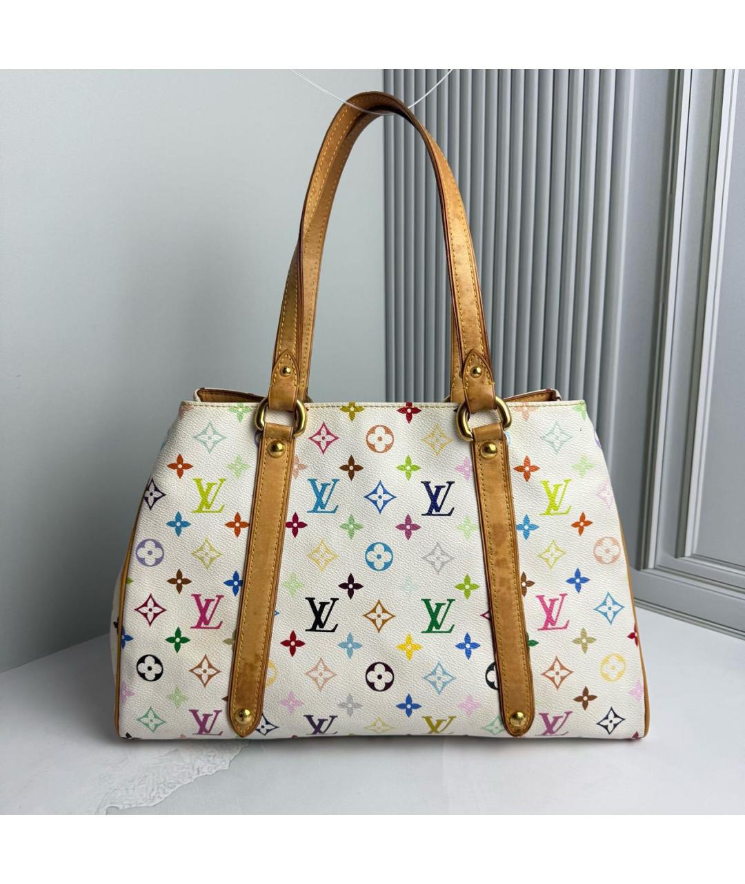 LOUIS VUITTON Белая сумка с короткими ручками из канвы, фото 3