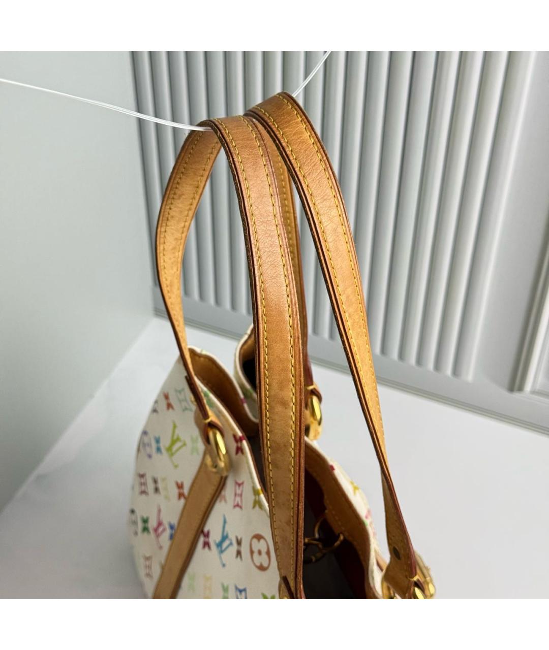 LOUIS VUITTON Белая сумка с короткими ручками из канвы, фото 7