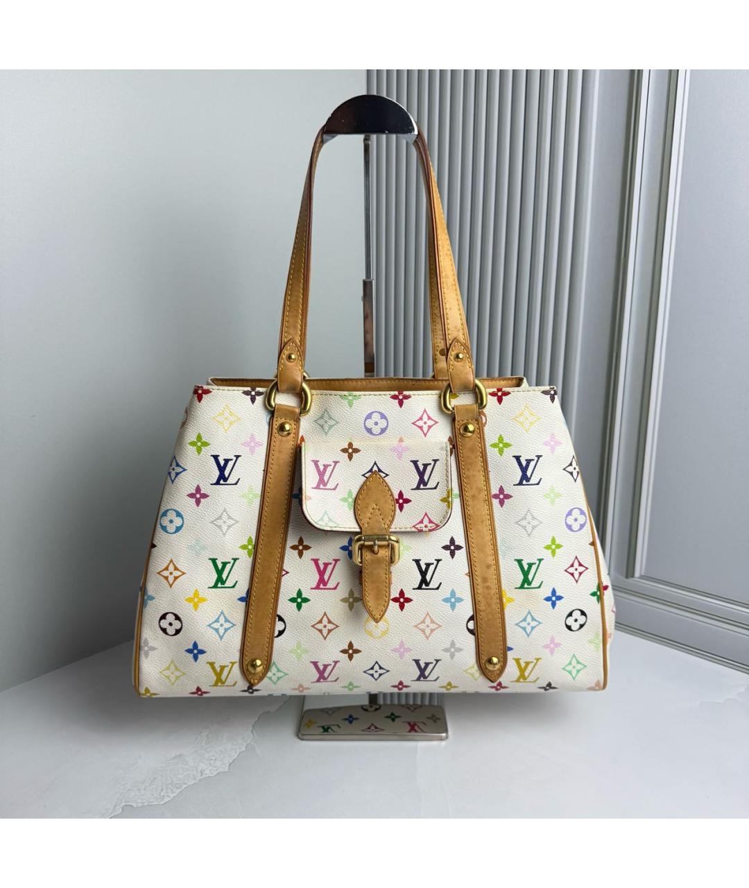 LOUIS VUITTON Белая сумка с короткими ручками из канвы, фото 9