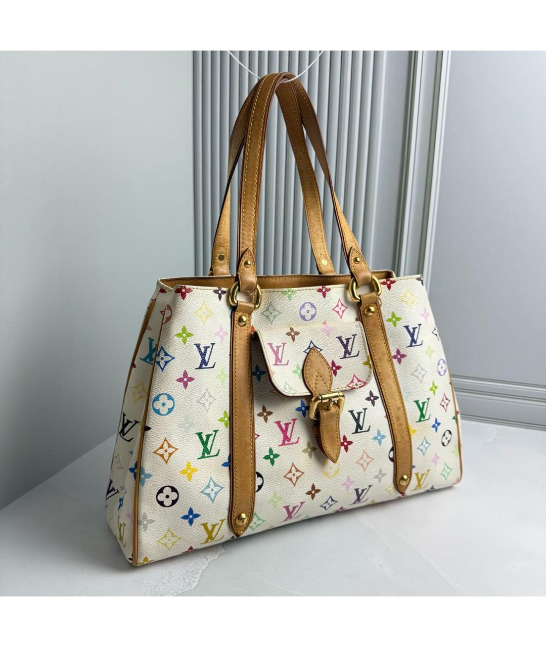 LOUIS VUITTON Белая сумка с короткими ручками из канвы, фото 2