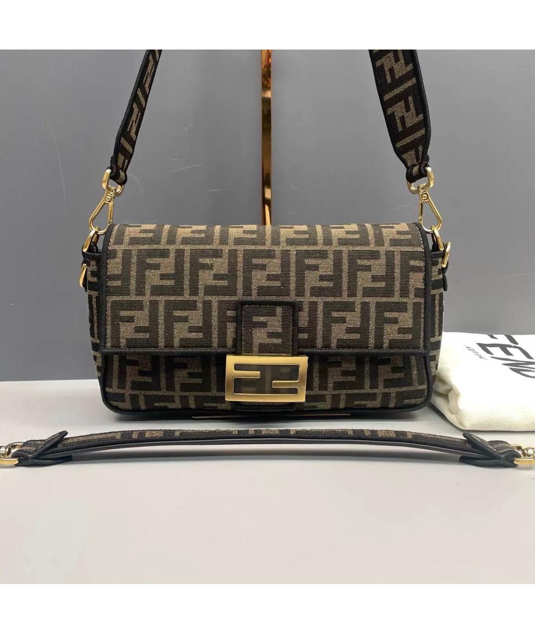 FENDI Коричневая тканевая сумка через плечо, фото 9