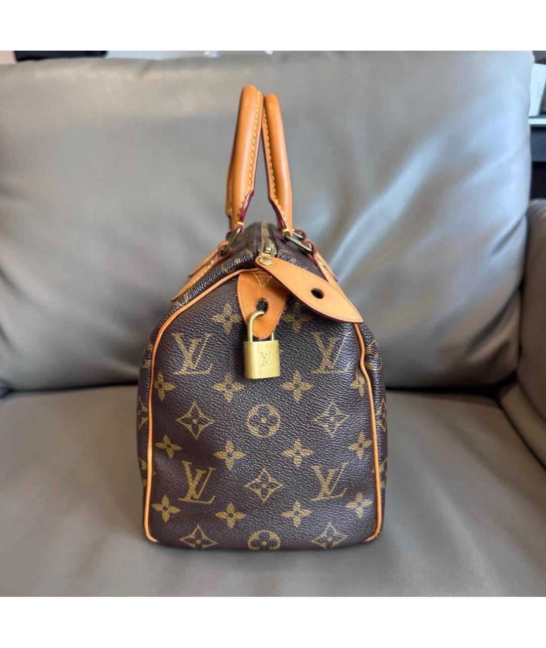 LOUIS VUITTON Коричневая кожаная сумка с короткими ручками, фото 4