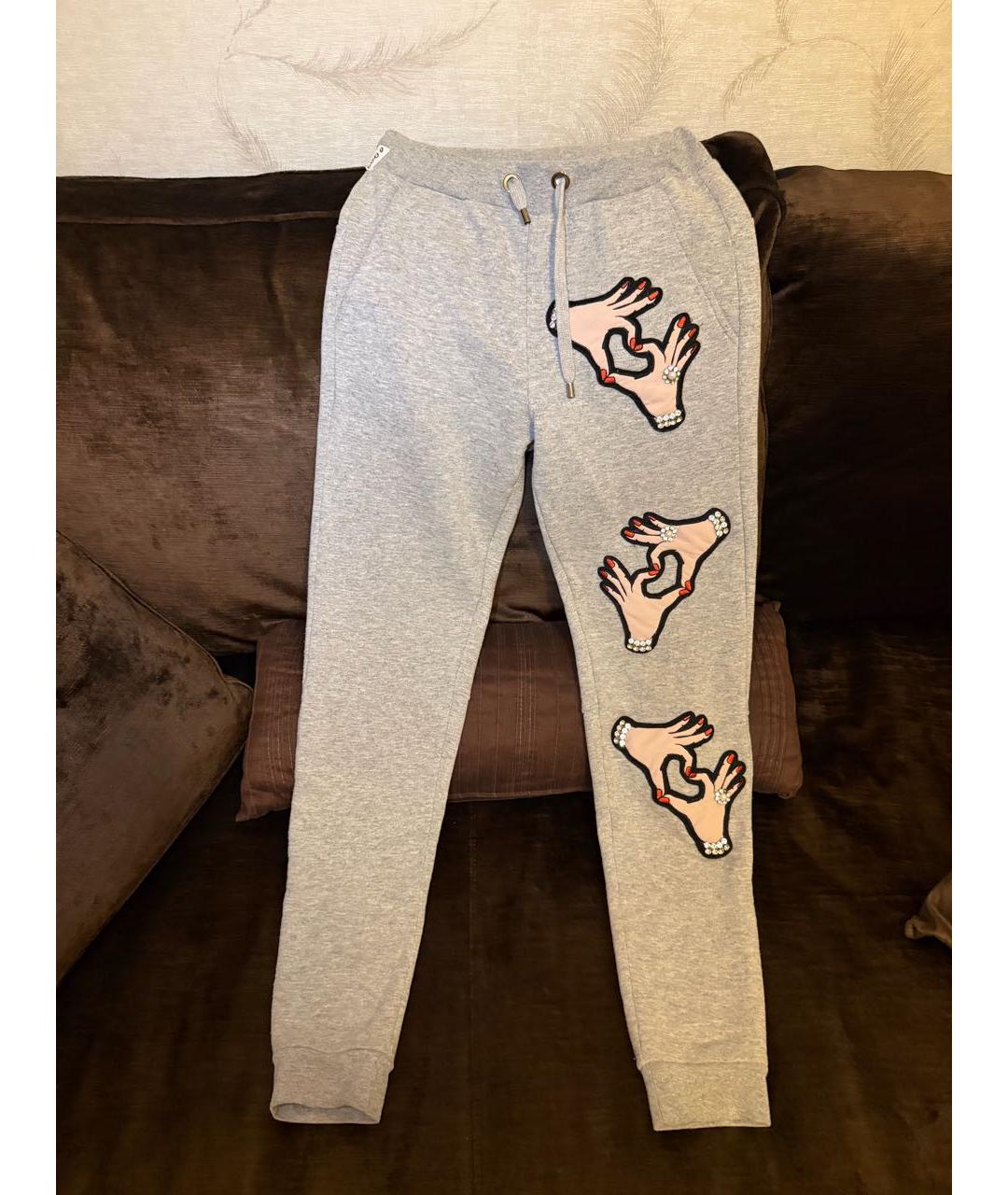 PHILIPP PLEIN Серые хлопковые спортивные брюки и шорты, фото 6