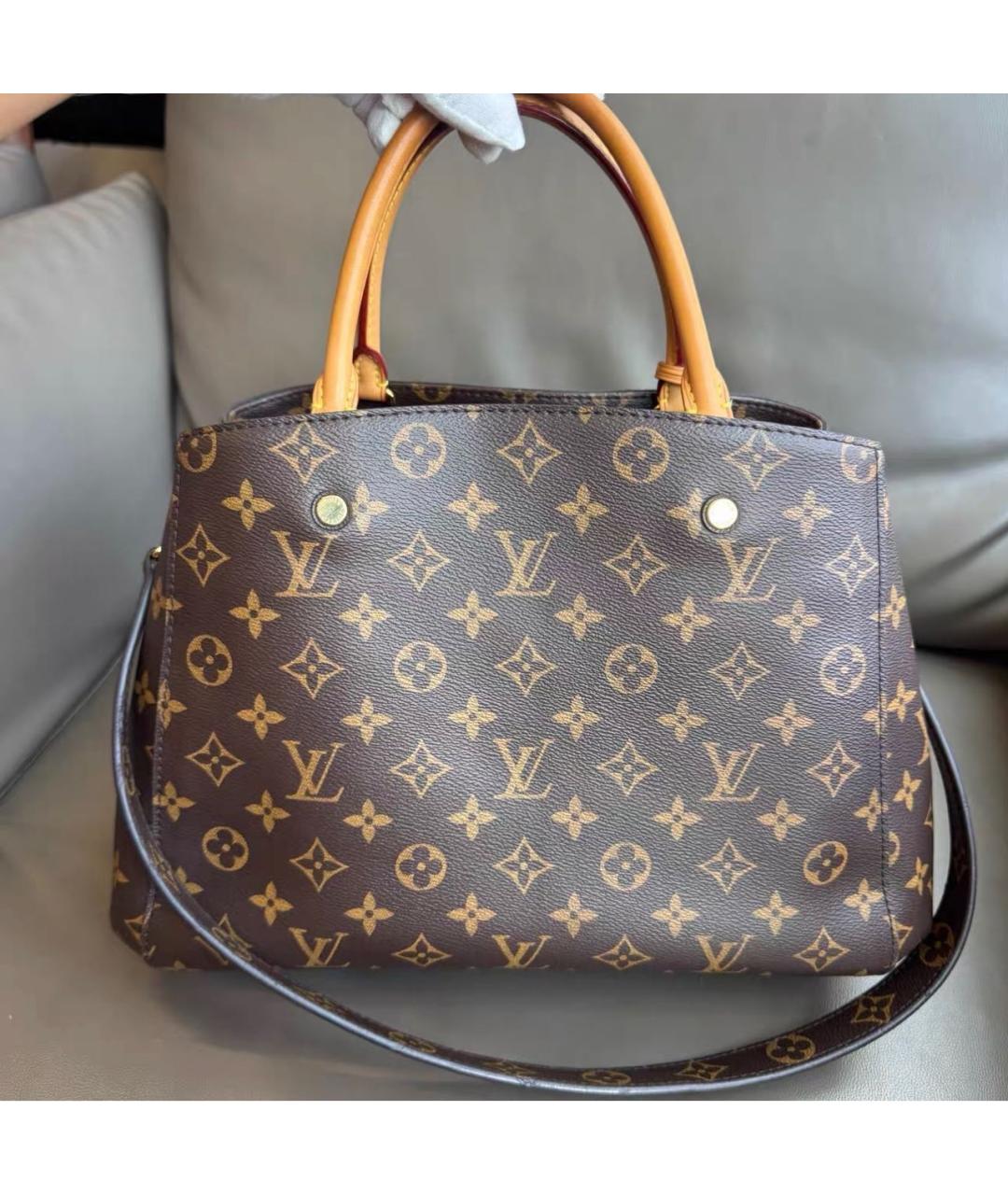 LOUIS VUITTON Коричневая кожаная сумка тоут, фото 2