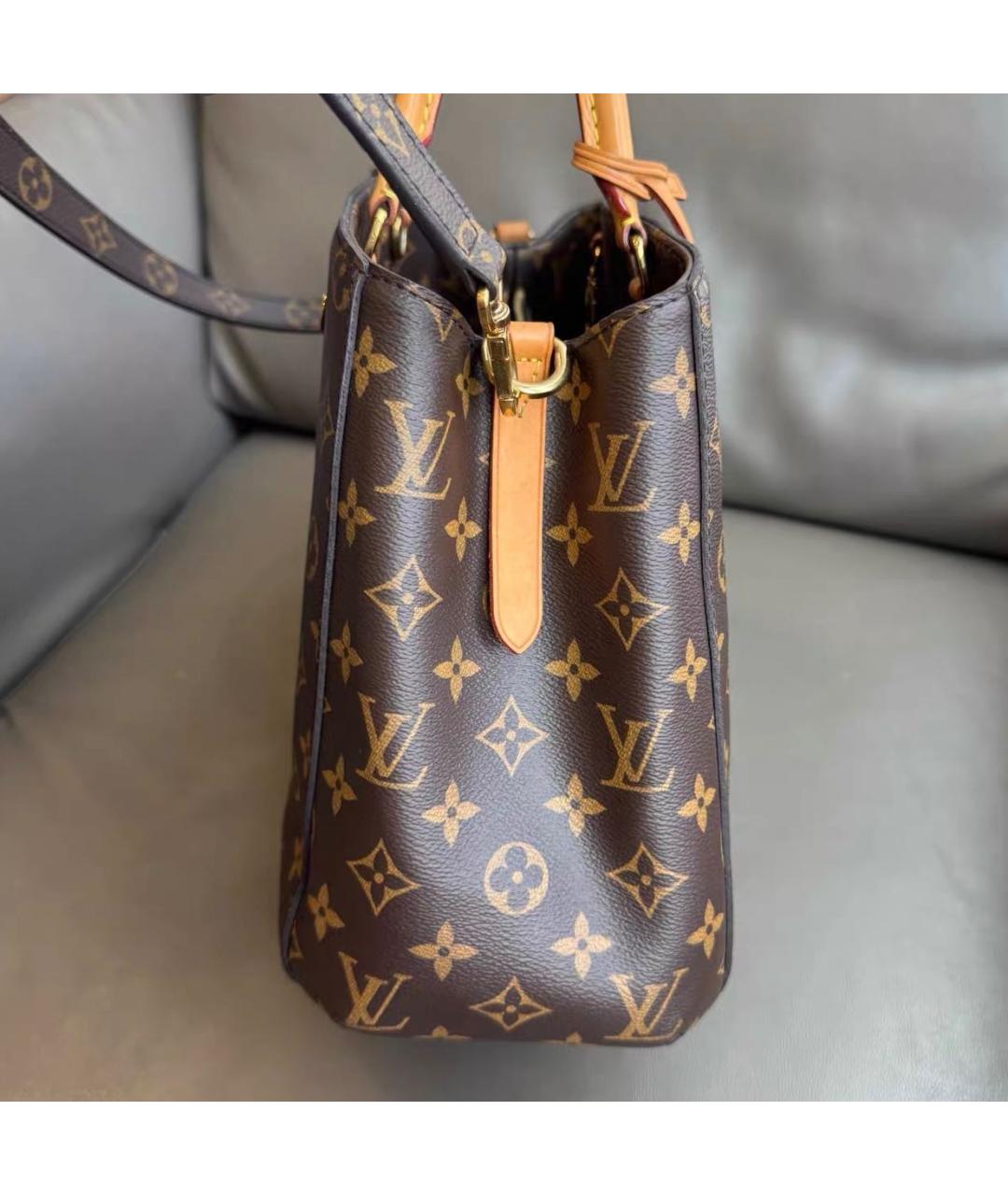LOUIS VUITTON Коричневая кожаная сумка тоут, фото 3