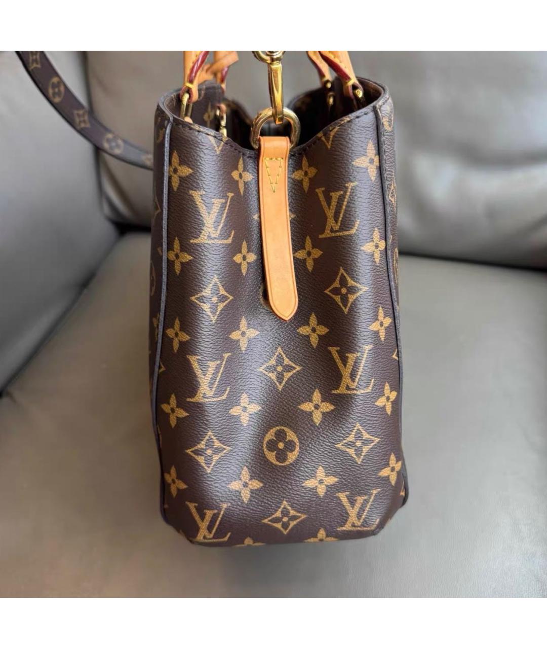 LOUIS VUITTON Коричневая кожаная сумка тоут, фото 4