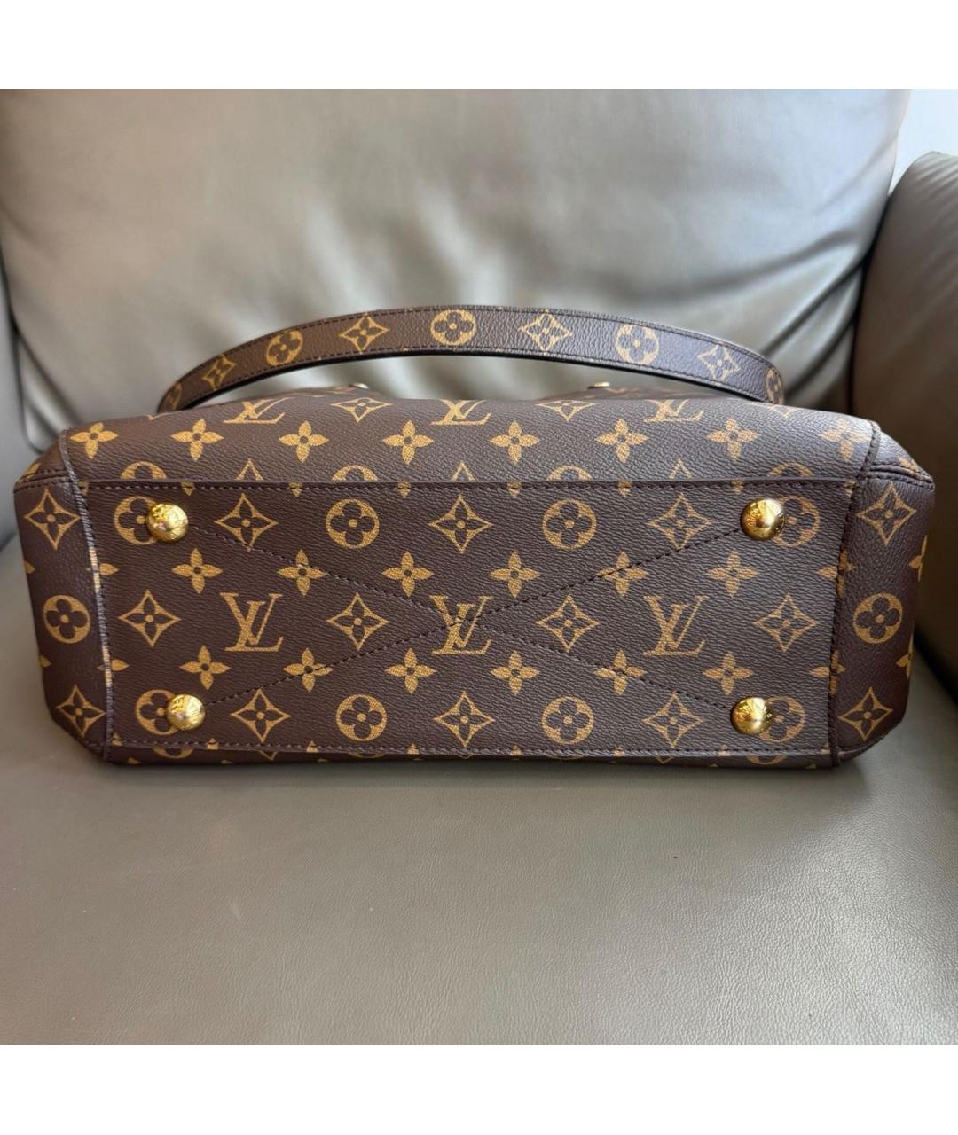 LOUIS VUITTON Коричневая кожаная сумка тоут, фото 7