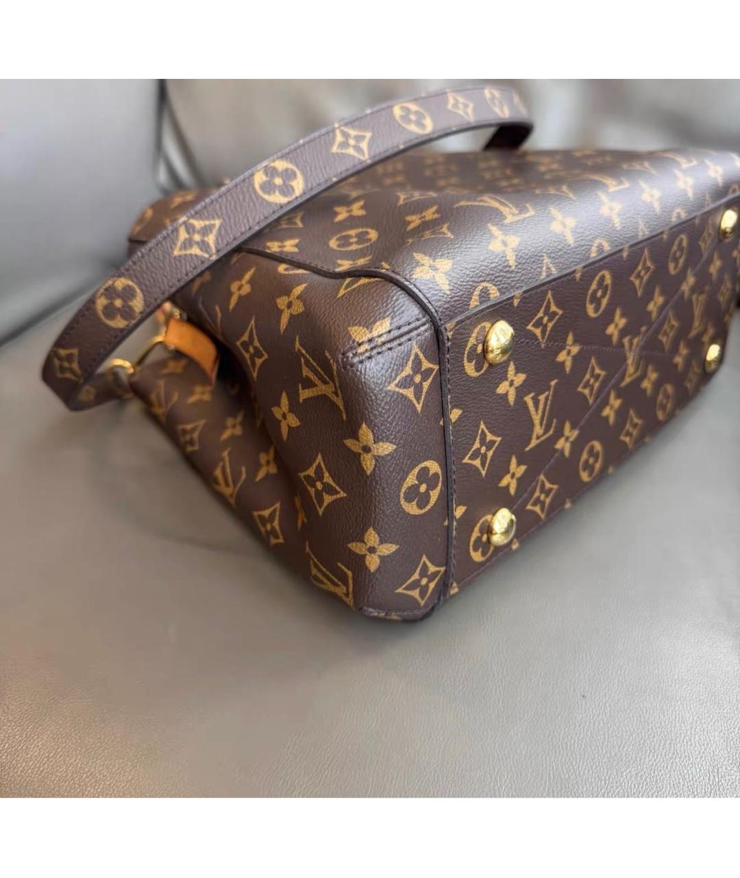 LOUIS VUITTON Коричневая кожаная сумка тоут, фото 8