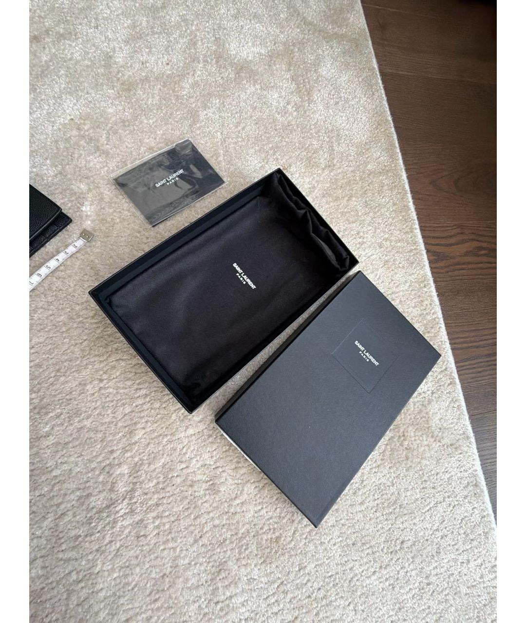 SAINT LAURENT Черный кожаный кошелек, фото 7