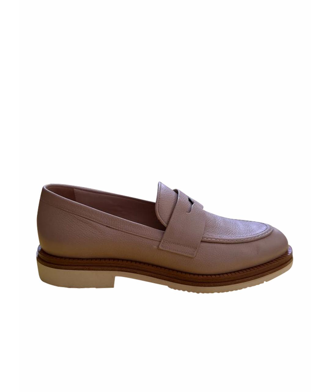 SANTONI Бежевые кожаные лоферы, фото 1