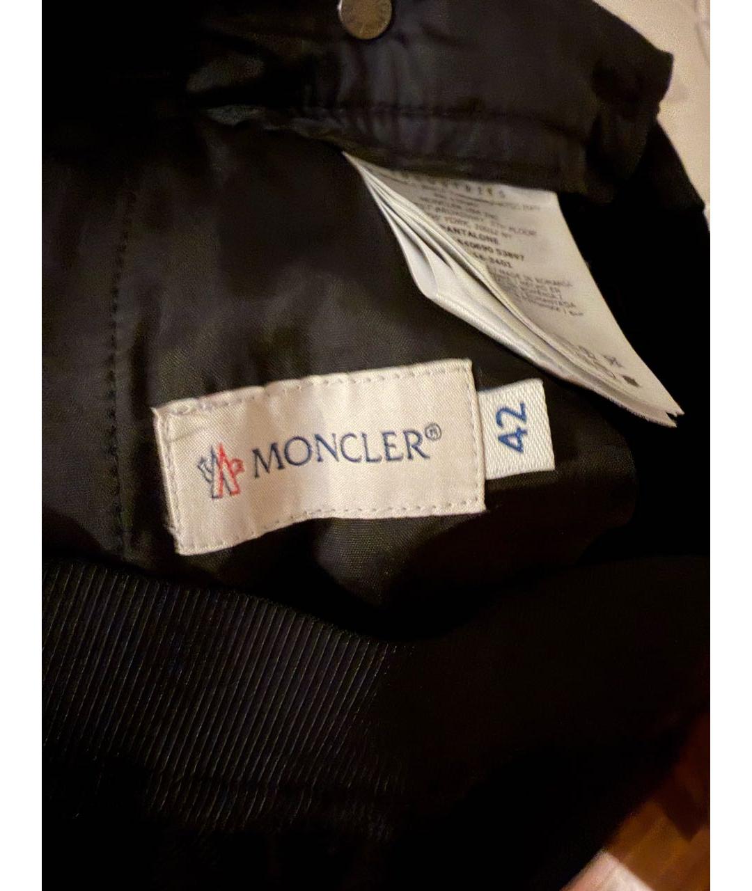 MONCLER Черные полиамидовые прямые брюки, фото 4