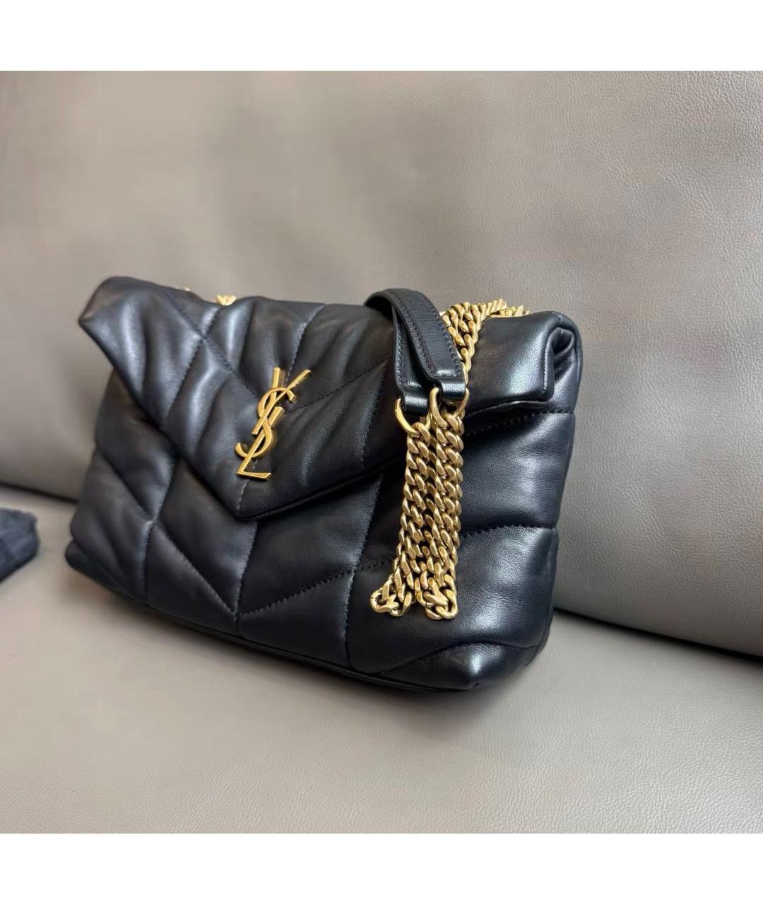SAINT LAURENT Черная кожаная сумка тоут, фото 2