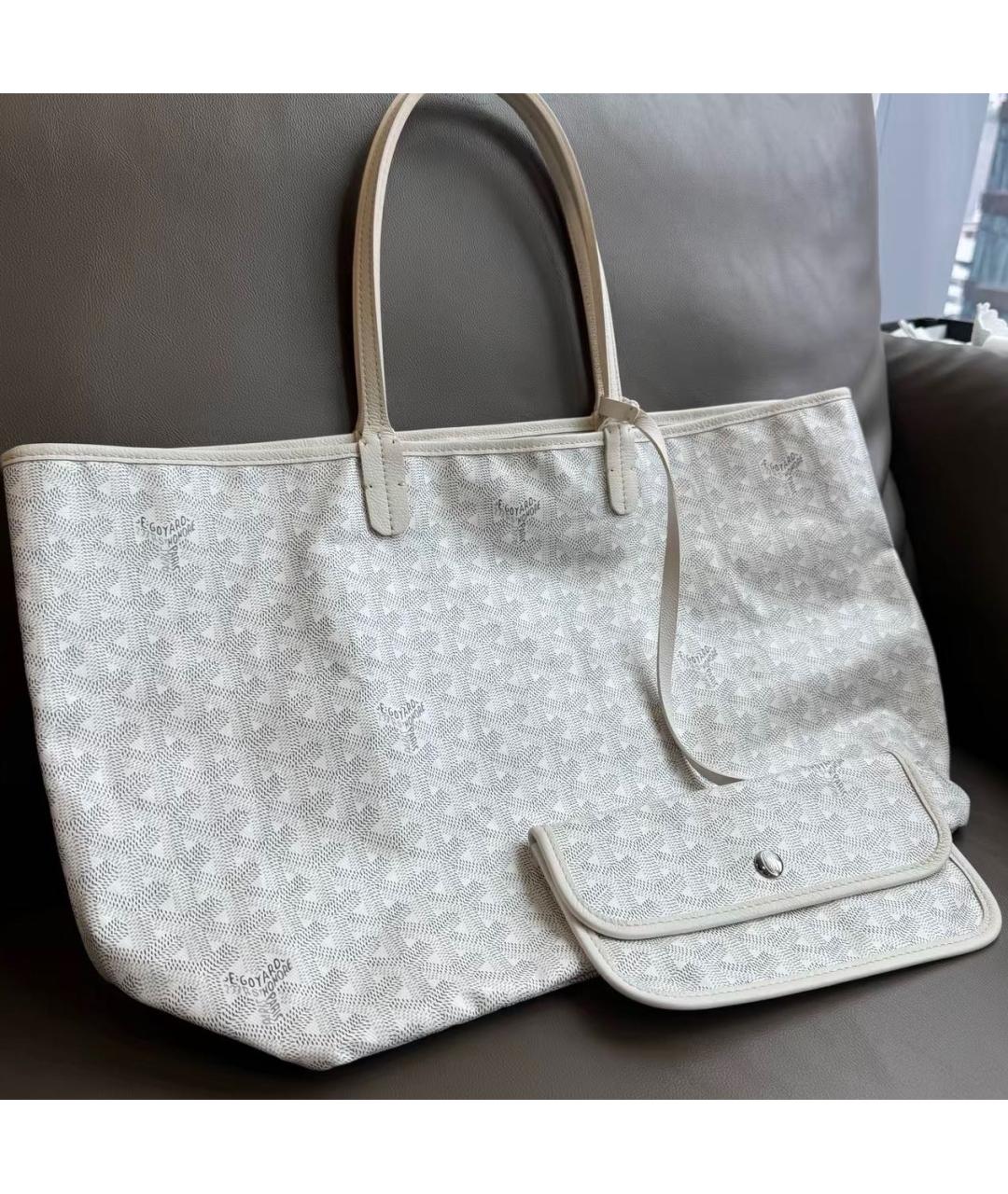 GOYARD Белая кожаная сумка тоут, фото 4