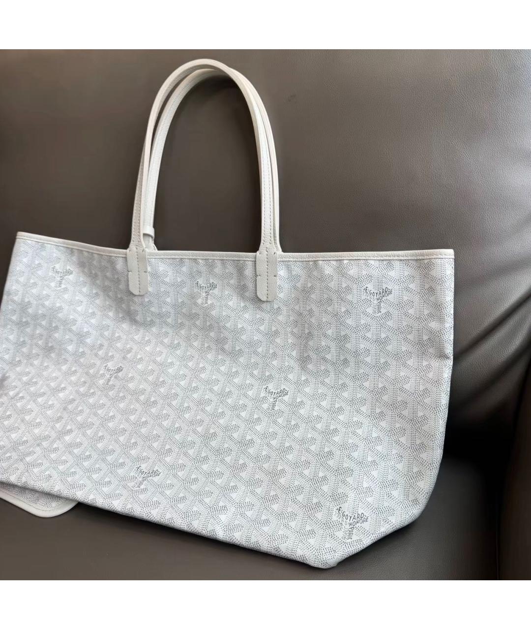 GOYARD Белая кожаная сумка тоут, фото 6