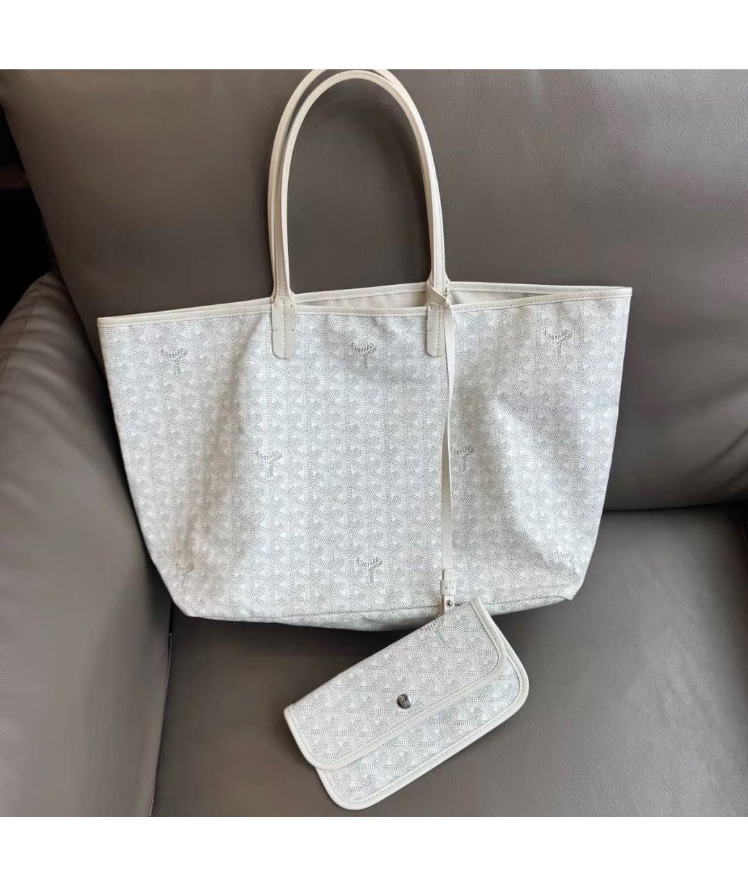 GOYARD Белая кожаная сумка тоут, фото 9