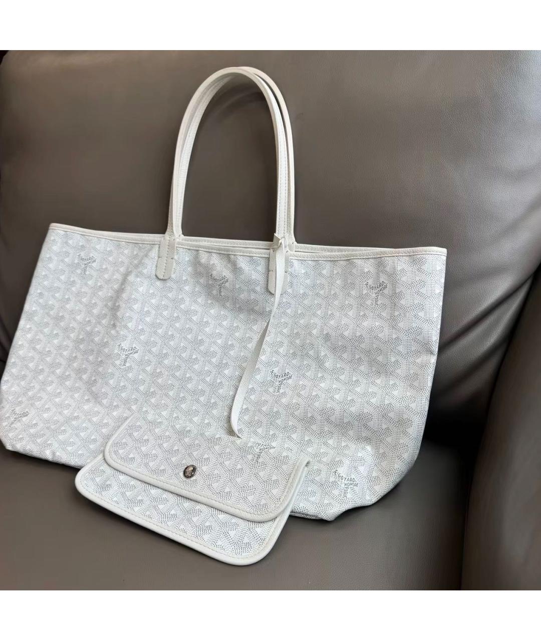 GOYARD Белая кожаная сумка тоут, фото 3