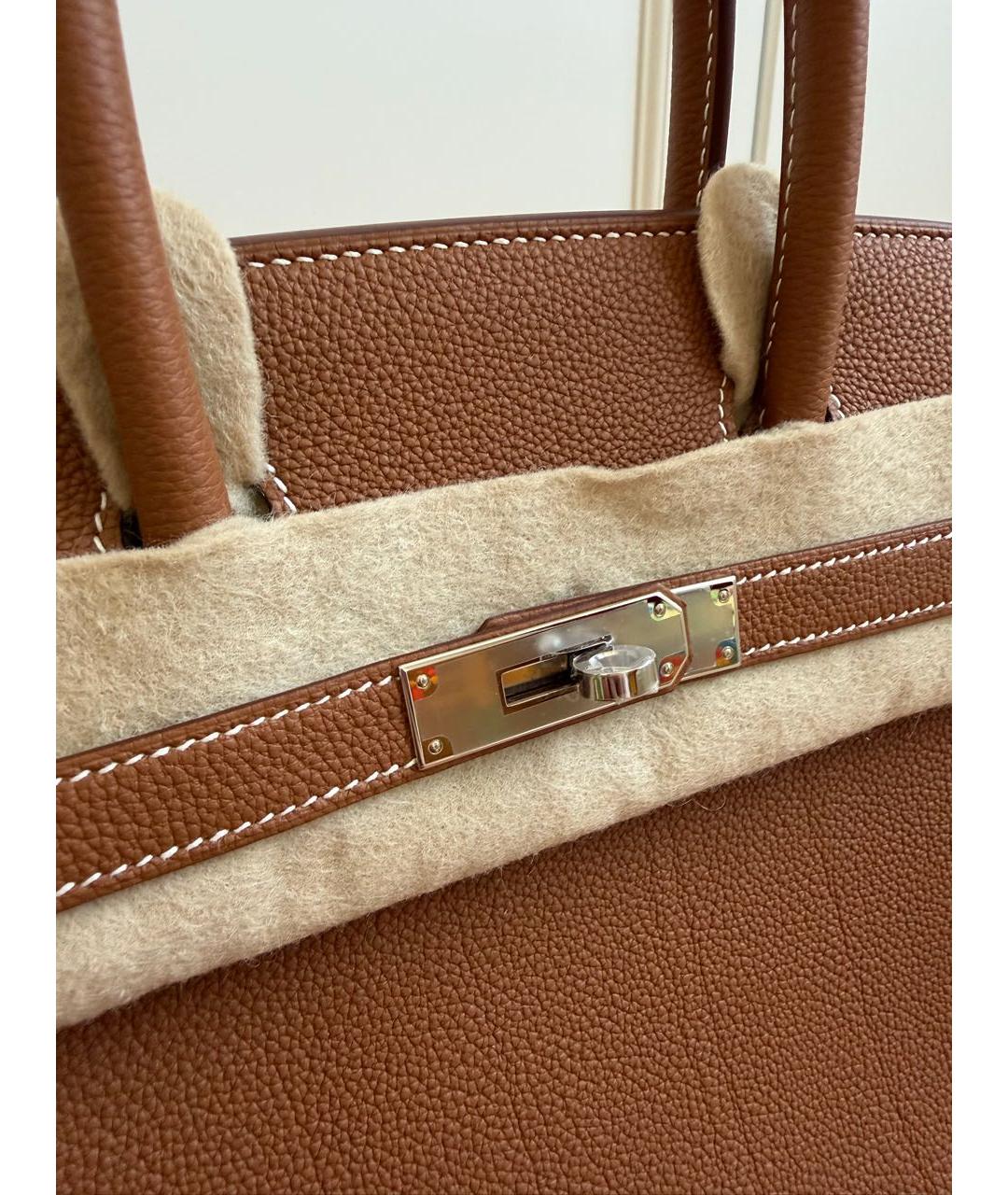 HERMES Коричневая кожаная сумка с короткими ручками, фото 4