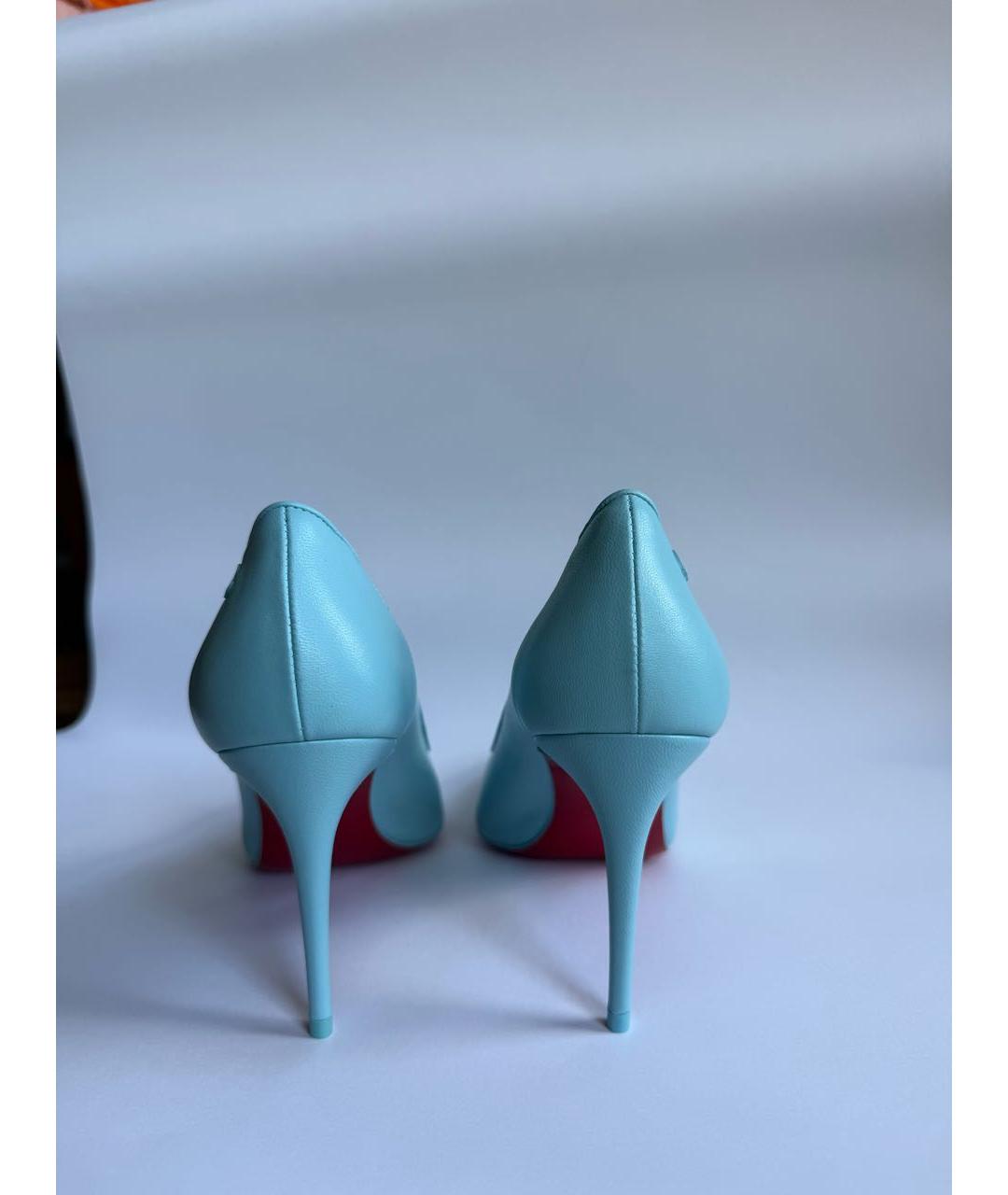 CHRISTIAN LOUBOUTIN Голубые кожаные туфли, фото 4