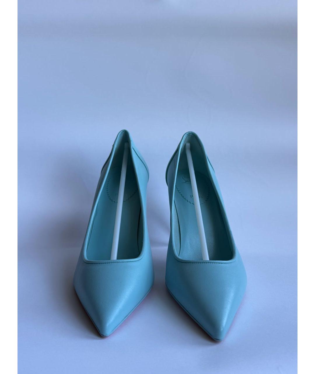 CHRISTIAN LOUBOUTIN Голубые кожаные туфли, фото 2