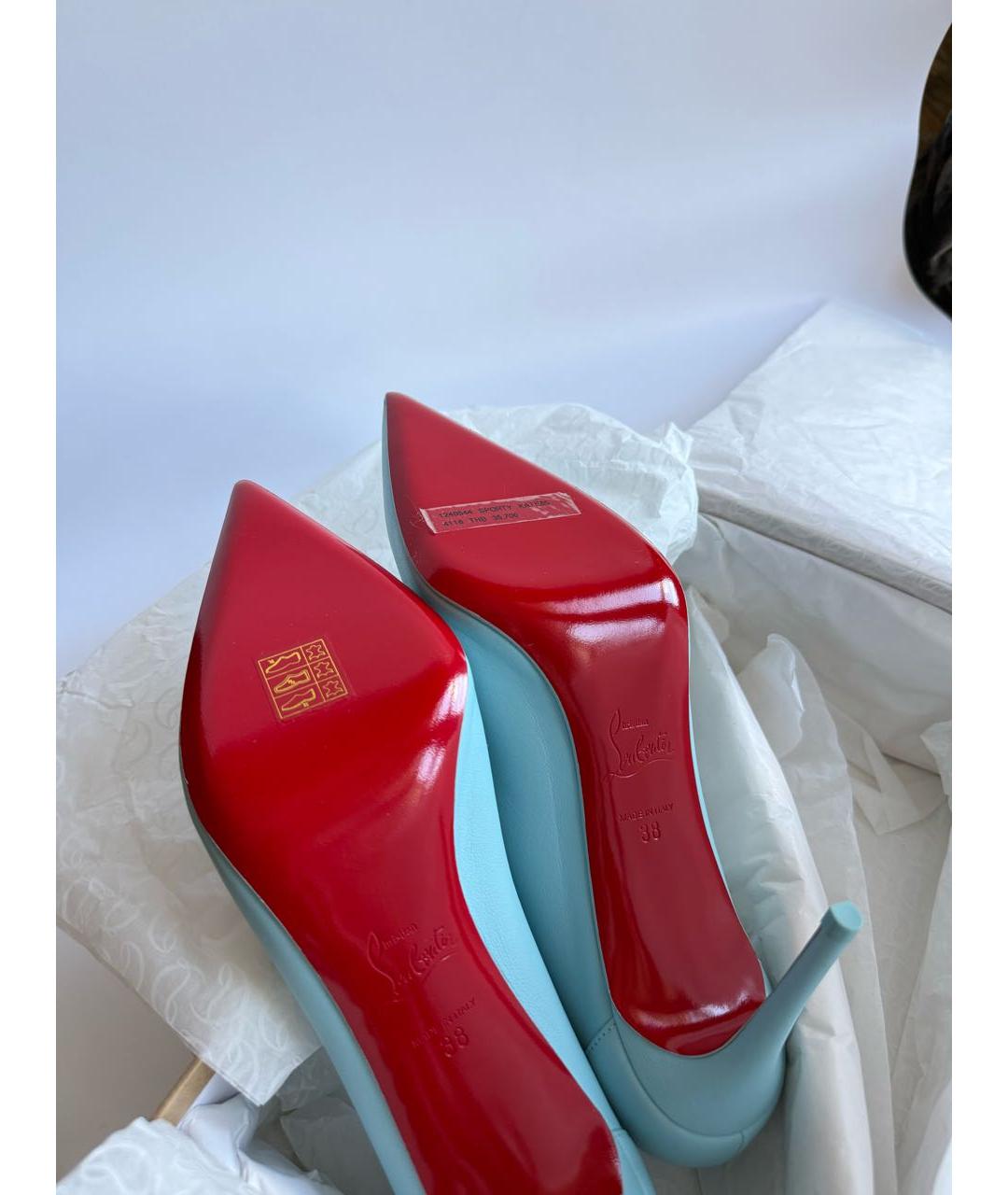 CHRISTIAN LOUBOUTIN Голубые кожаные туфли, фото 8