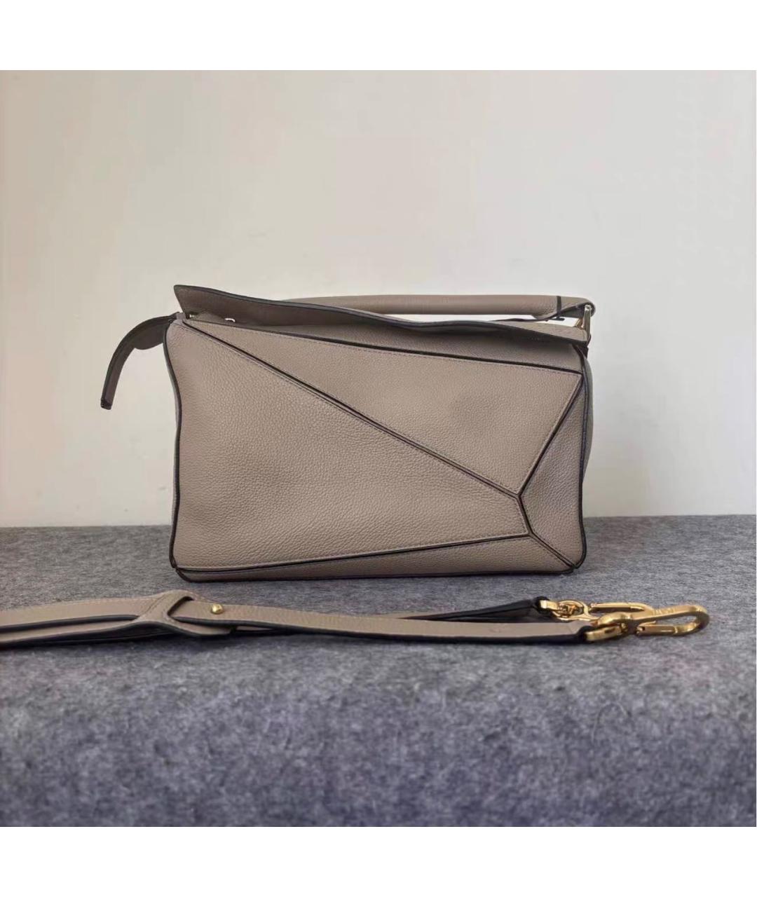 LOEWE Бежевая кожаная сумка тоут, фото 9