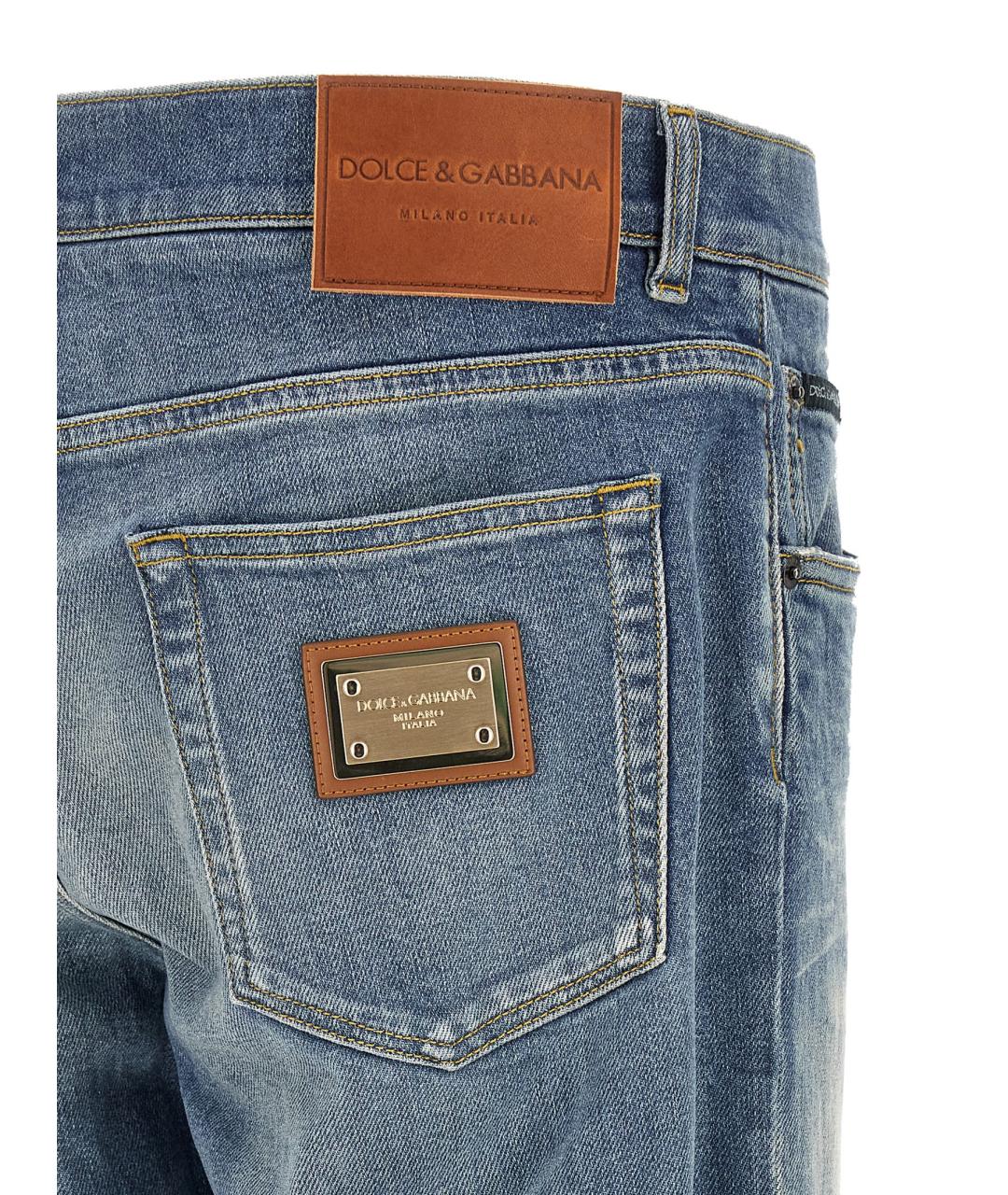 DOLCE&GABBANA Синие хлопковые прямые джинсы, фото 4