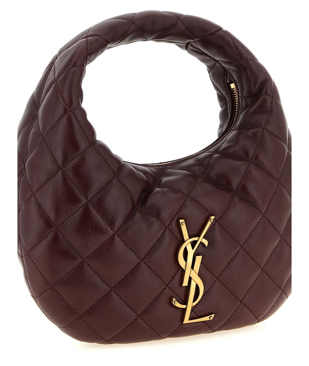 SAINT LAURENT Бордовая кожаная сумка с короткими ручками, фото 3