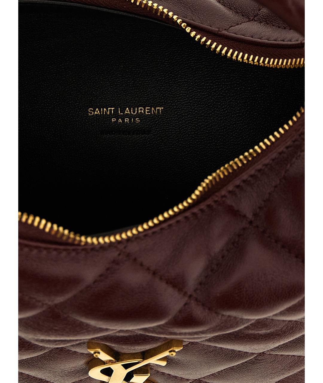 SAINT LAURENT Бордовая кожаная сумка с короткими ручками, фото 4