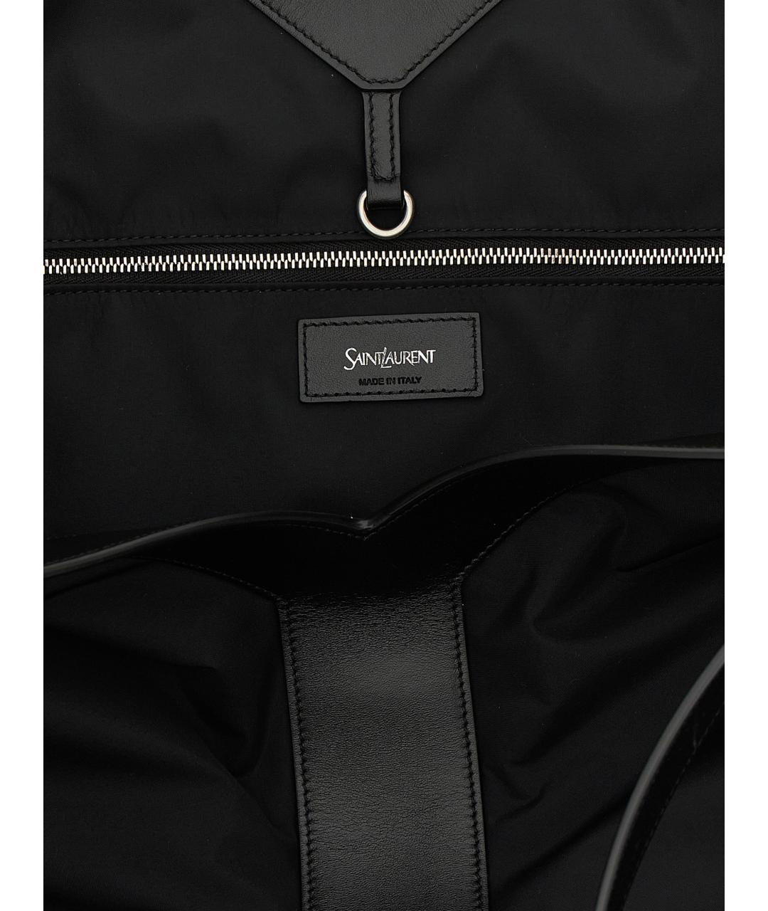 SAINT LAURENT Черная кожаная сумка тоут, фото 4