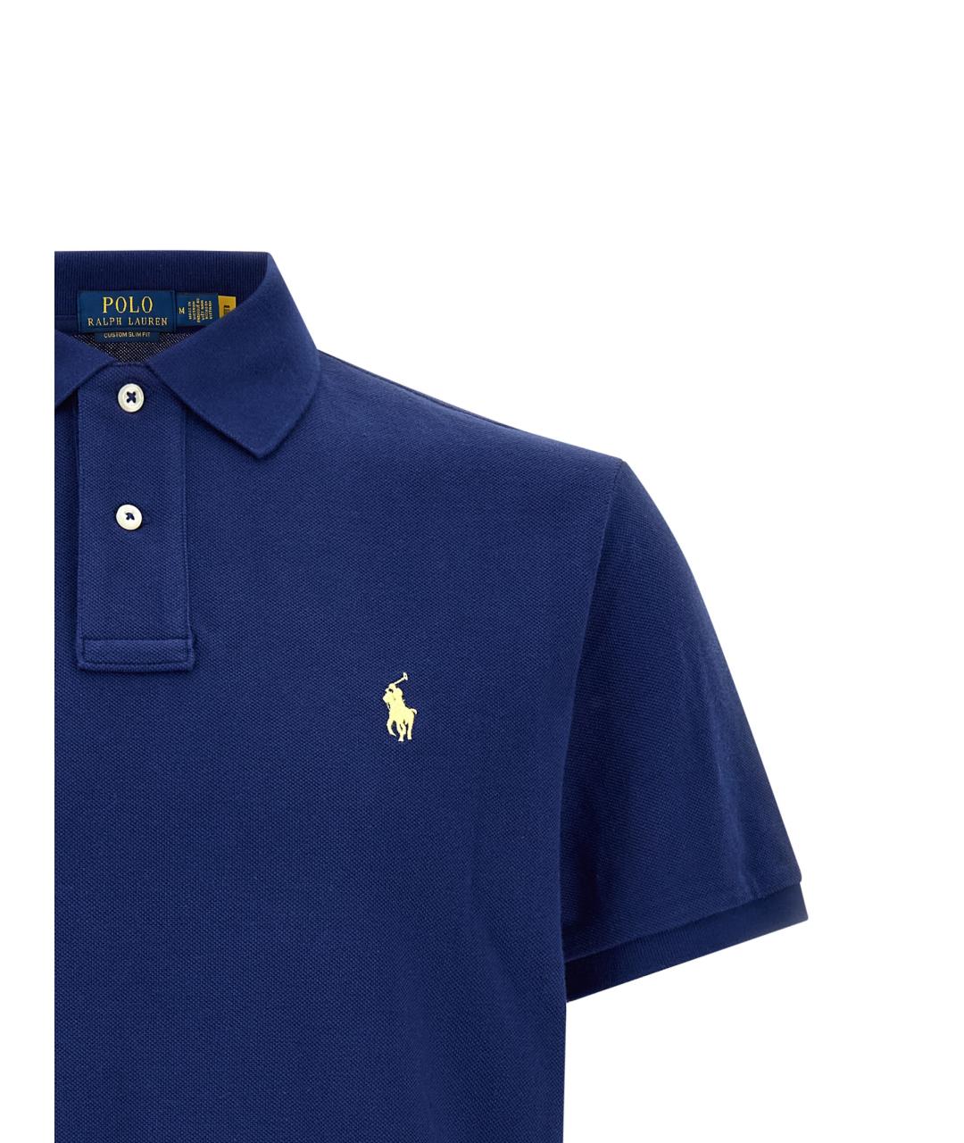POLO RALPH LAUREN Синее хлопковое поло с коротким рукавом, фото 3