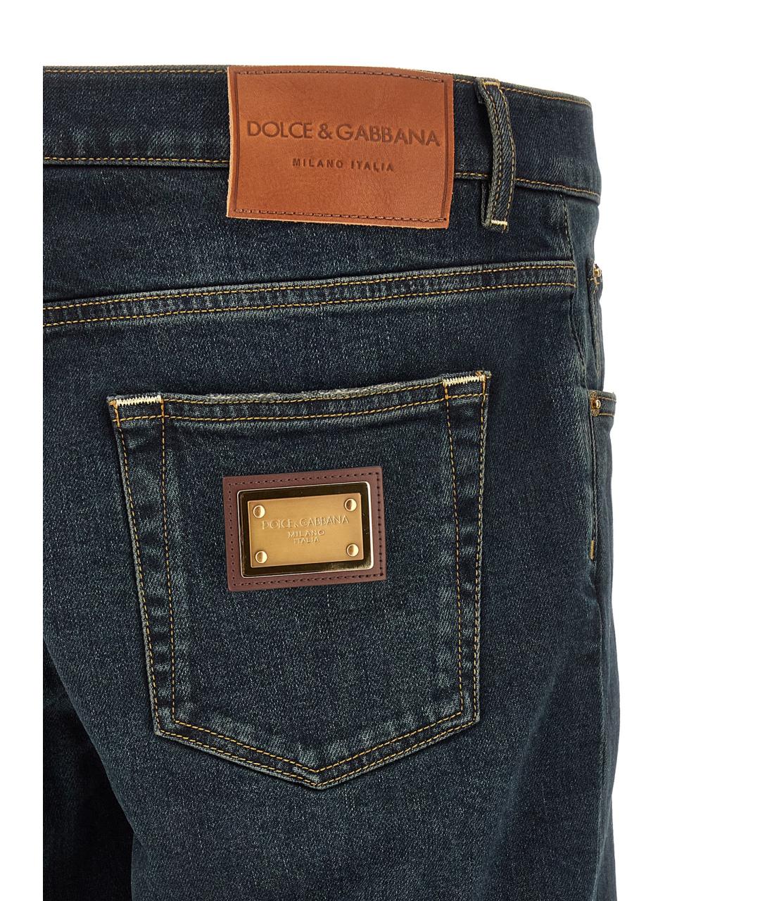 DOLCE&GABBANA Синие хлопковые прямые джинсы, фото 4