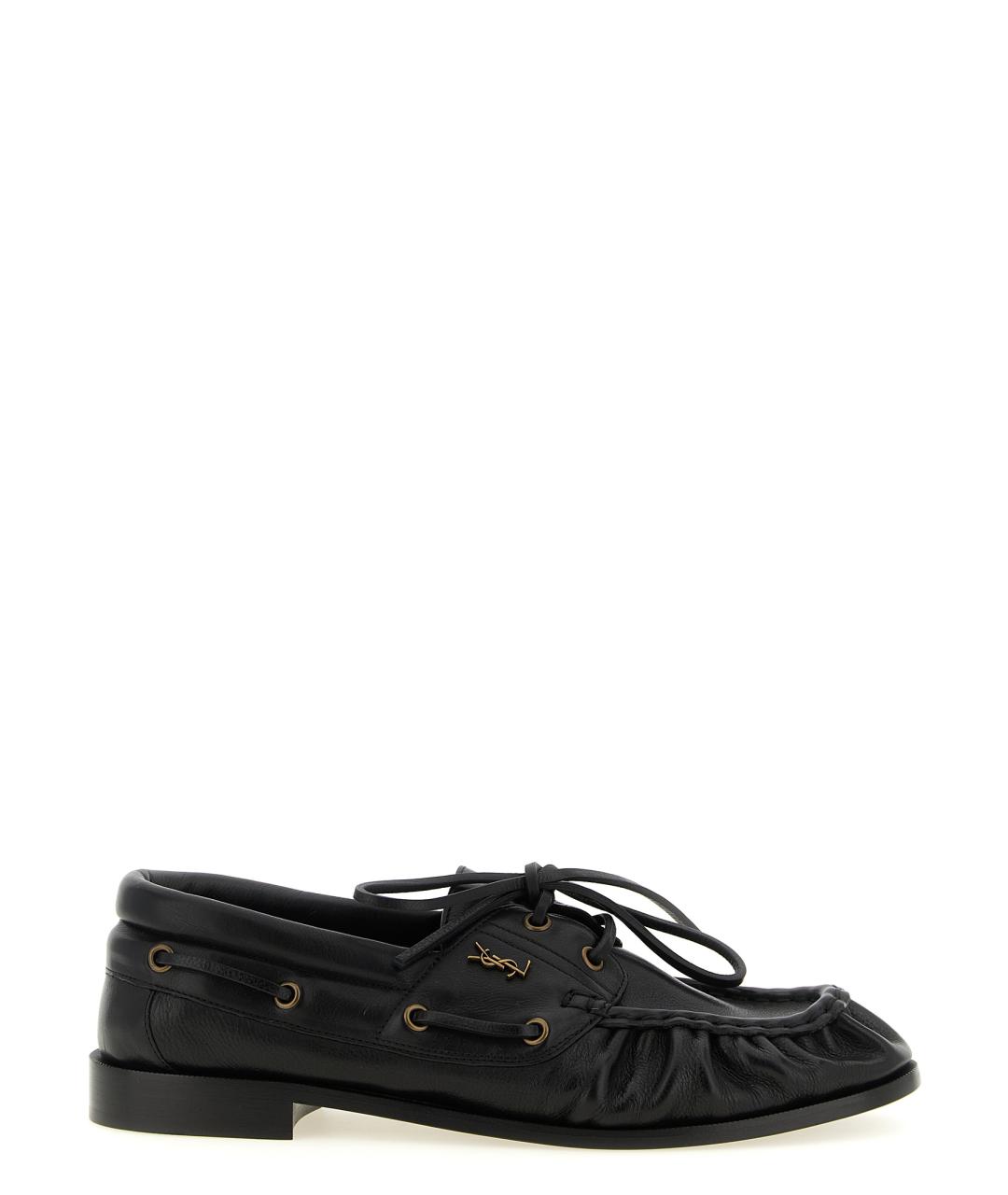 SAINT LAURENT Черные кожаные лоферы, фото 1