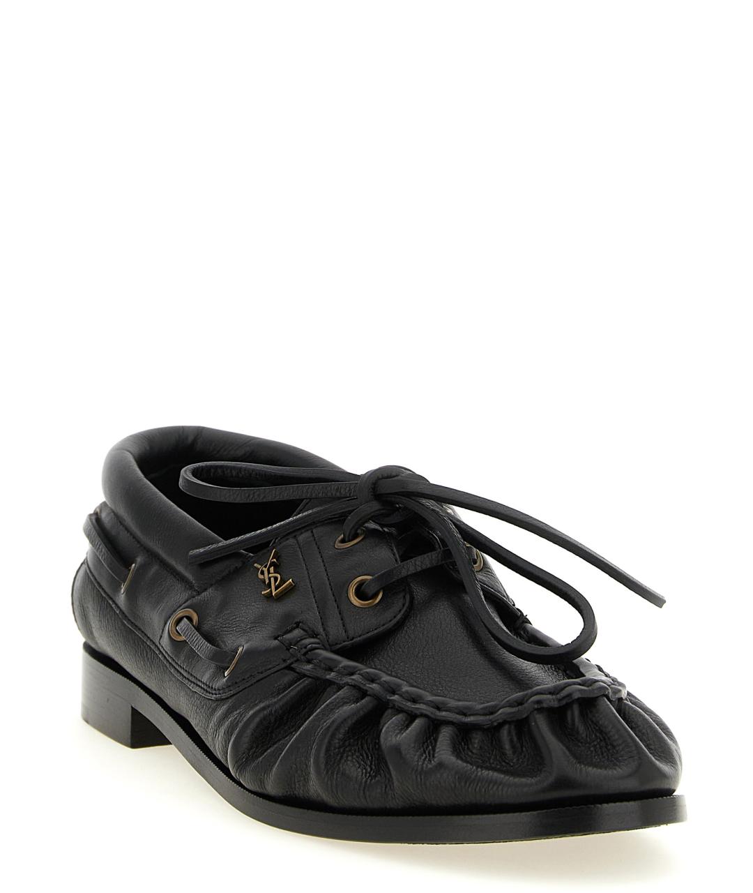 SAINT LAURENT Черные кожаные лоферы, фото 3