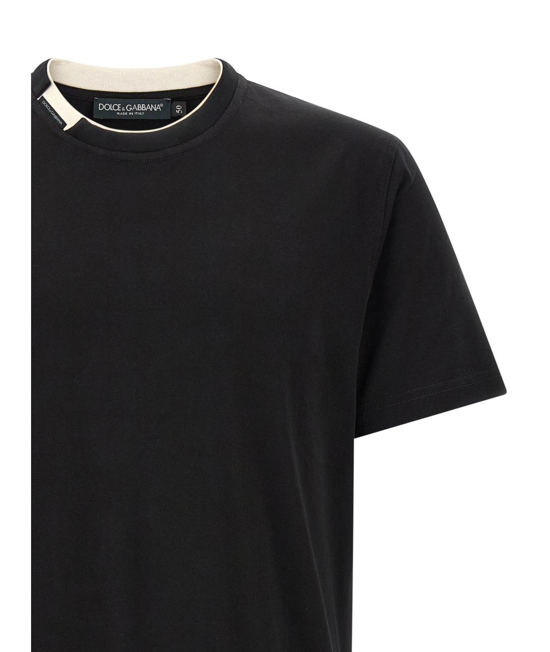 DOLCE&GABBANA Черная хлопковая футболка, фото 3
