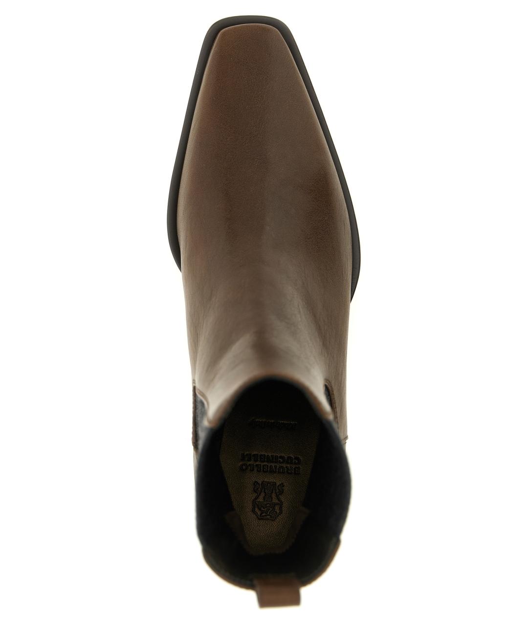 BRUNELLO CUCINELLI Коричневые кожаные ботильоны, фото 4
