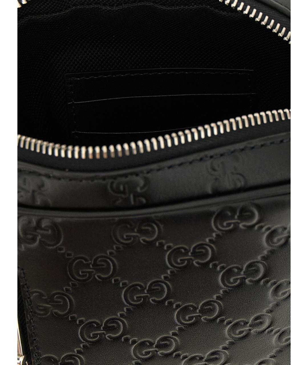 GUCCI Черная кожаная сумка на плечо, фото 4
